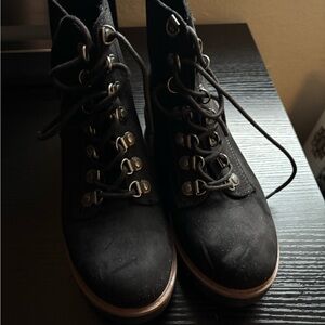 Black Lace-Up Ankle Boots